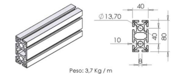 PERFIL 40X80 Básico -  Perfil em Alumínio em Araucária