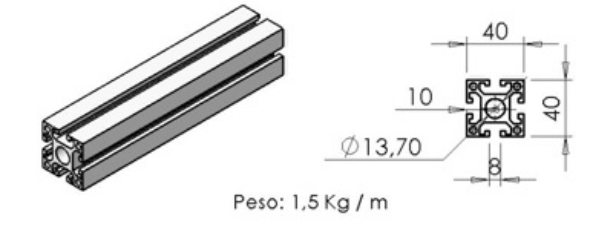 PERFIL 40X40 Leve -  Bancadas em Alumínio em Araucária
